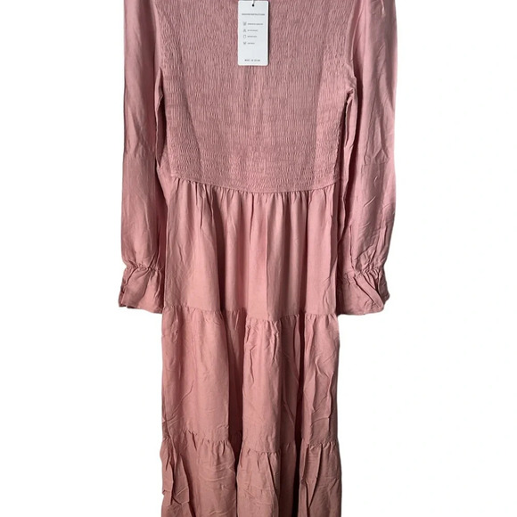 ZESICA Women’s Boho Flounce Sleeve Pull On Pink Medium Maxi Dress BNWT - Picture 8 of 8